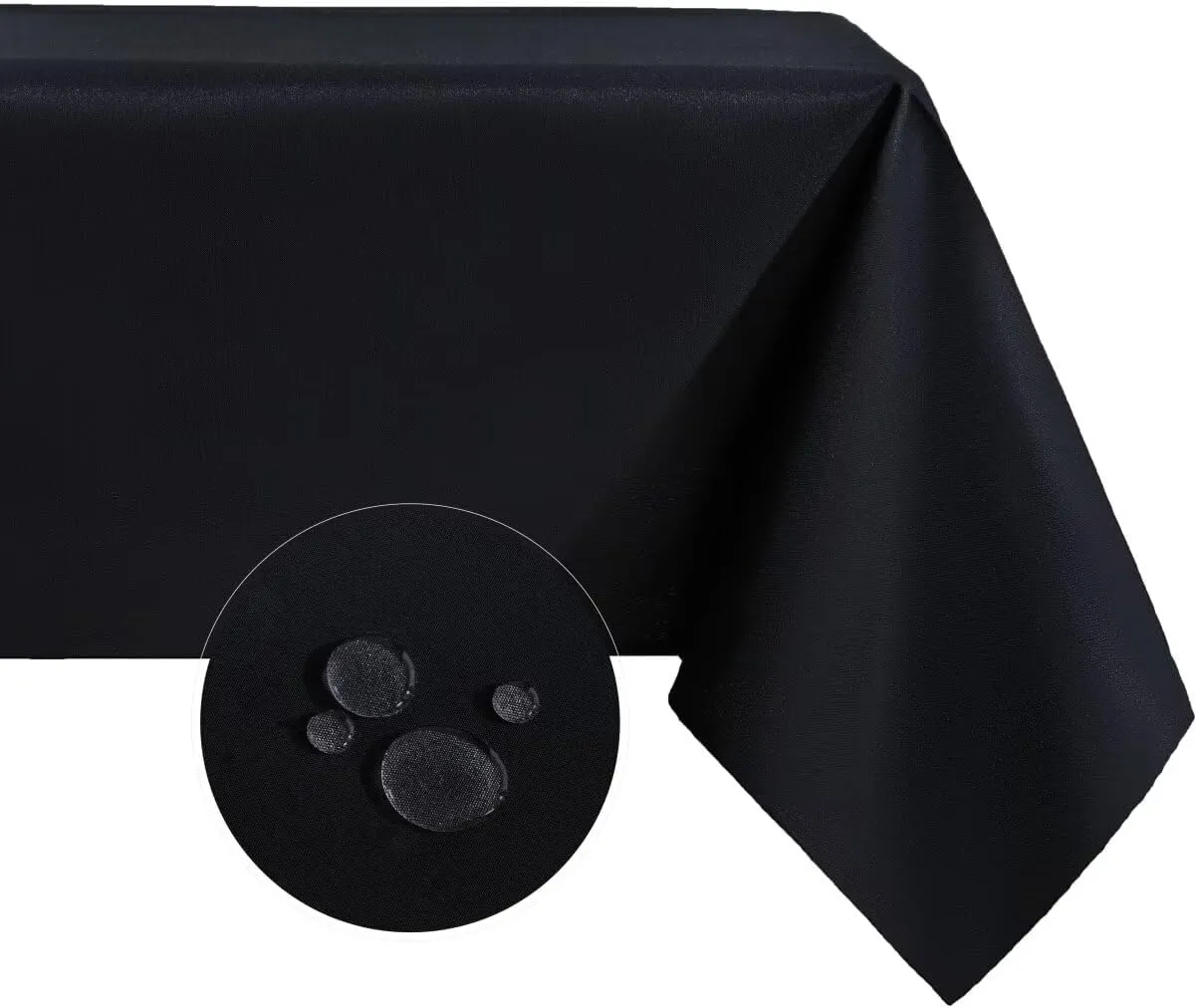 Rectangle Tablecloth Water and Stain Resistant Washable Table Cloth Selected Wrinkle Free Polyester Table Cover for Dining, Parties, Camping (90 x 156 Inch, Black)