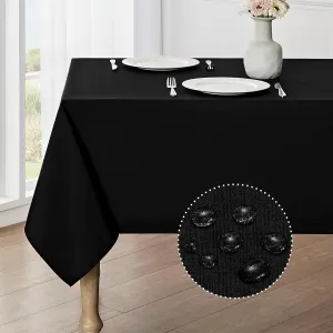 Rectangle Tablecloth Waterproof 60x104 inch Linen Textured Table Cloth Stain and Wrinkle Resistant Washable, Decorative Fabric Table Cover for Dining, Party and Camping, Black