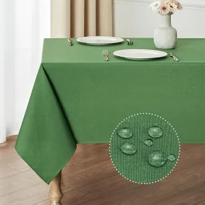 Rectangle Tablecloth Waterproof 60x104 inch Linen Textured Table Cloth Stain and Wrinkle Resistant Washable, Decorative Fabric Table Cover for Dining, Party and Camping, Green