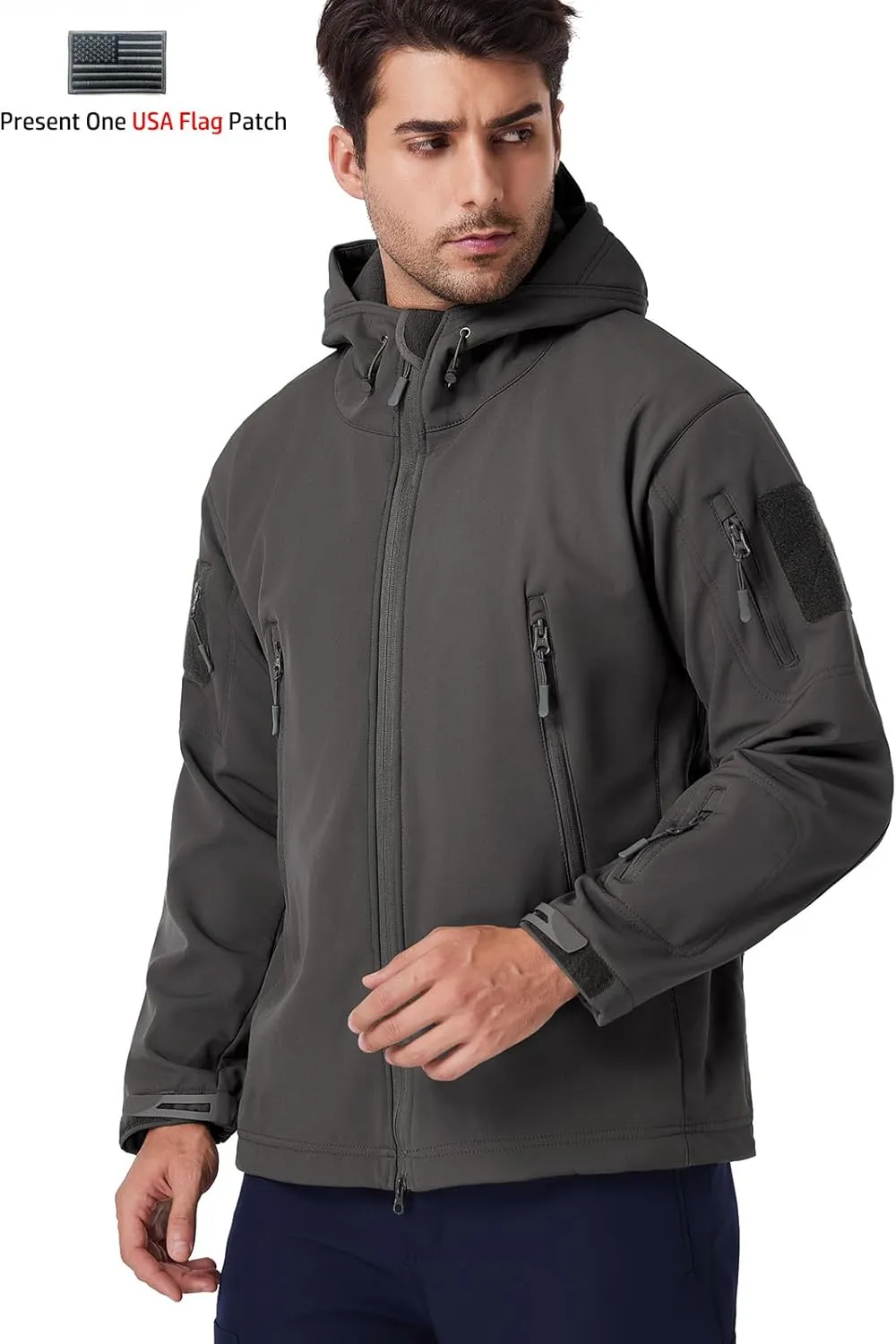 ReFire Gear Men's Army Special Ops Military Tactical Jacket Softshell Fleece Hooded Outdoor Coat