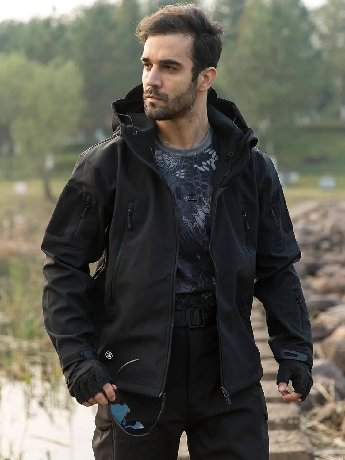 ReFire Gear Men's Army Special Ops Military Tactical Jacket Softshell Fleece Hooded Outdoor Coat
