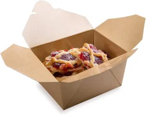 Restaurantware Bio Tek 30 Ounce Take Out Boxes 50 To Go Lunch Boxes - Tab-Lock Closure Heat-Tolerant Kraft Paper Disposable Lunch Boxes Greaseproof For Hot And Cold Foods