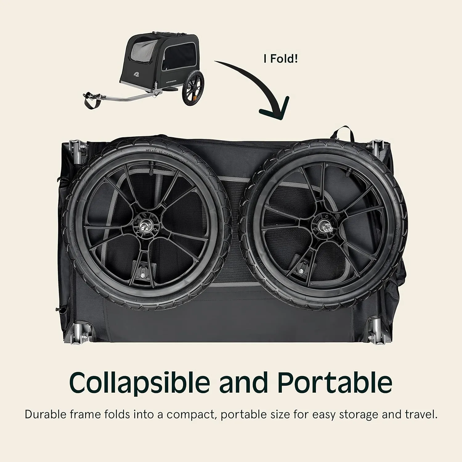 Retrospec Rover Waggin' Pet Bike Trailer - Small & Medium Sized Dogs Bicycle Carrier - Foldable Frame with 16 Inch Wheels - Non-Slip Floor & Internal Leash