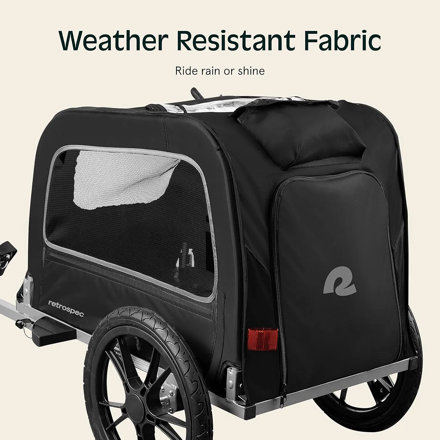 Retrospec Rover Waggin' Pet Bike Trailer - Small & Medium Sized Dogs Bicycle Carrier - Foldable Frame with 16 Inch Wheels - Non-Slip Floor & Internal Leash