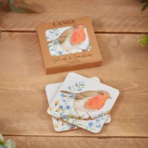 Robin Forget Me Not Coasters - Set Of 4 Heat Resistant