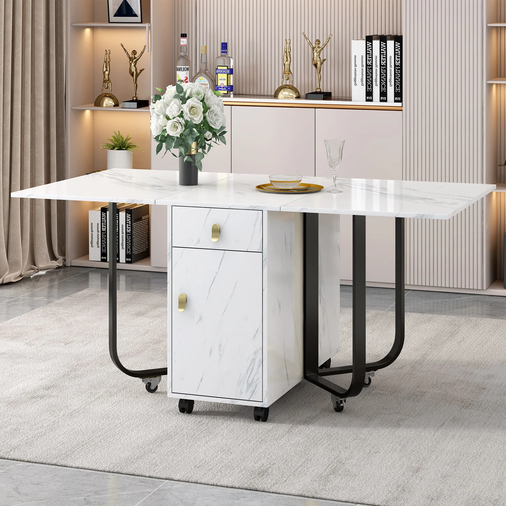 Rootz Foldable Dining Table - Convertible Table - Multi-Use Table - Elegant Design - 150cm x 80cm x 76cm