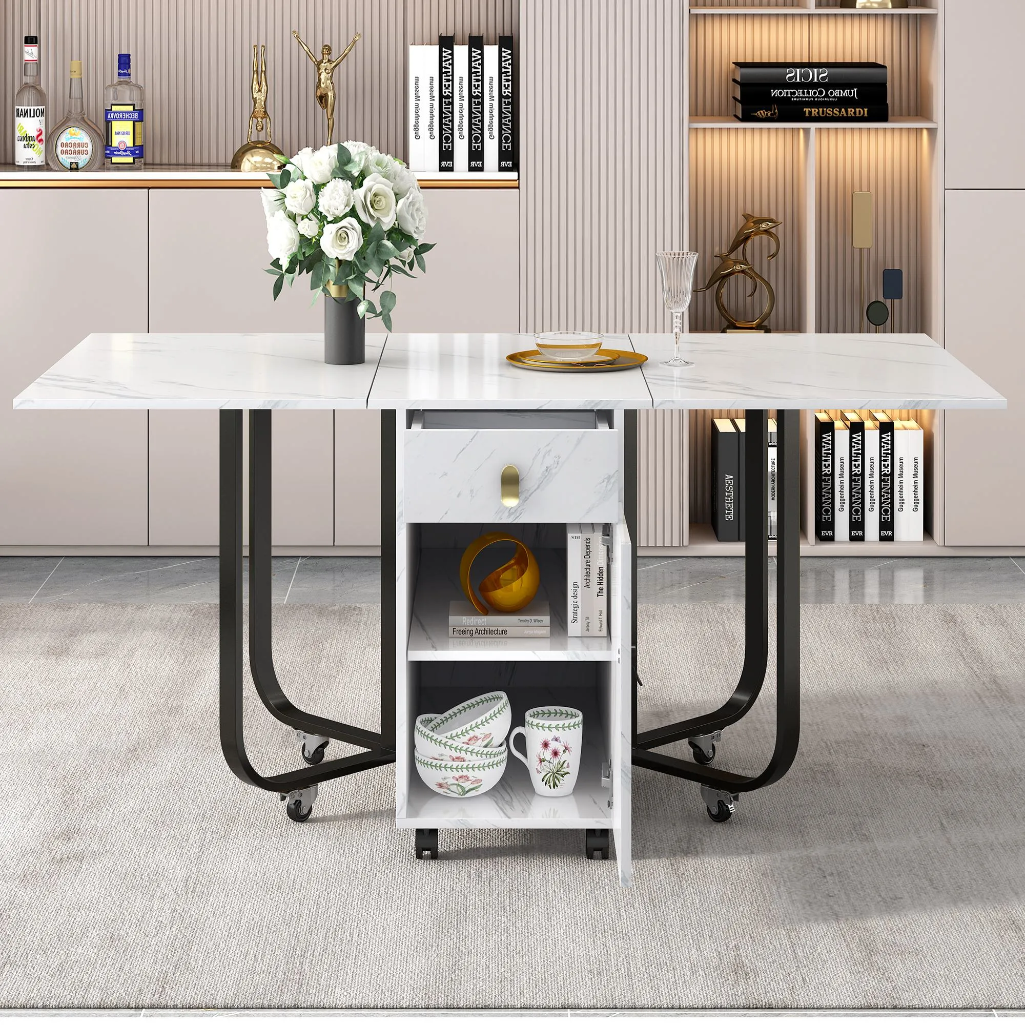 Rootz Foldable Dining Table - Convertible Table - Multi-Use Table - Elegant Design - 150cm x 80cm x 76cm