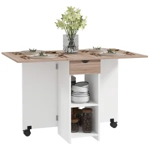 Rootz Foldable Dining Table - Pull-Out Table - Expanding Table - Seats 2-4, Space-Saving - 120cm x 72cm x 75cm Brown