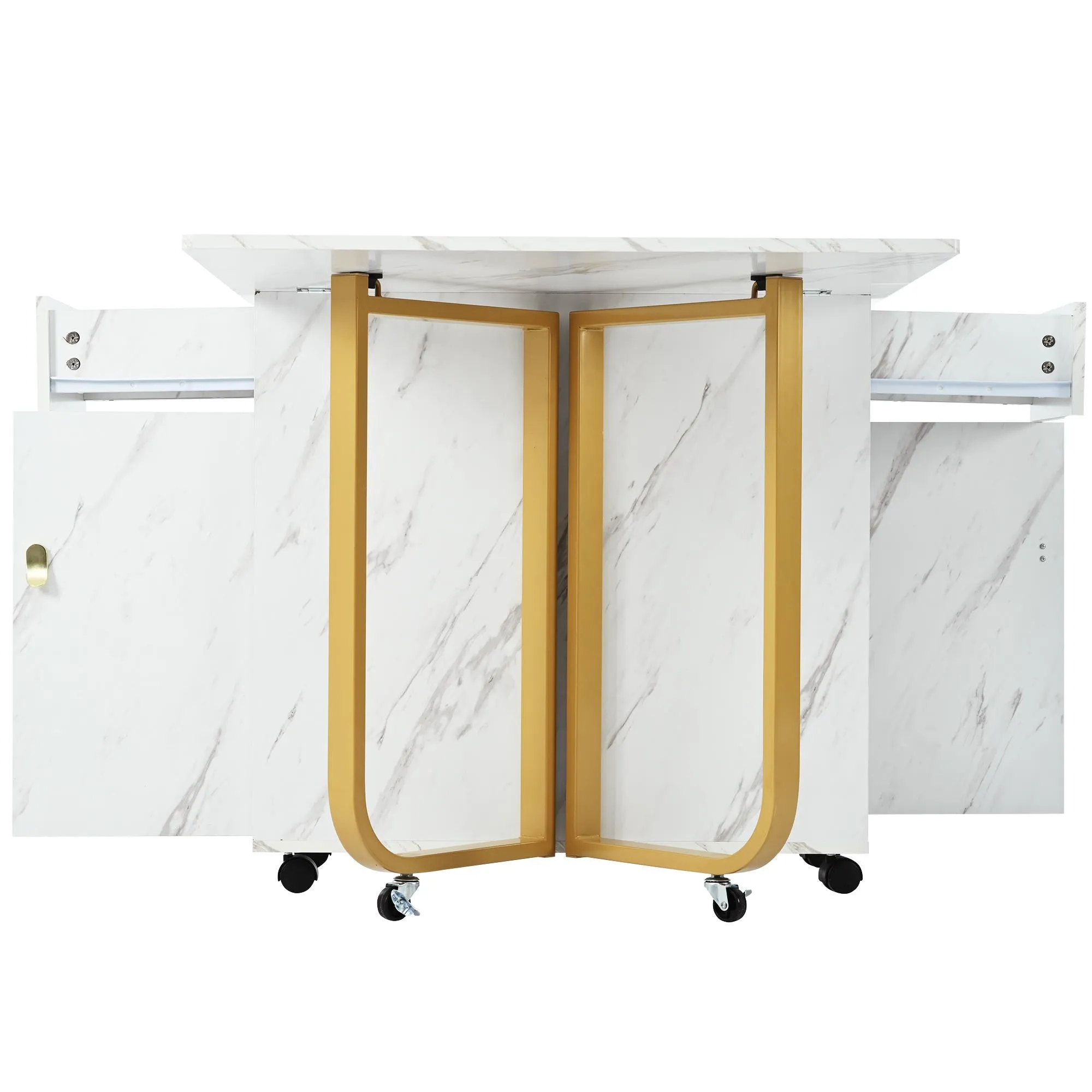 Rootz Foldable Dining Table - Versatile Kitchen Table - Rolling Table - Space-Saving, 2 Drawers - 150cm x 80cm x 76cm