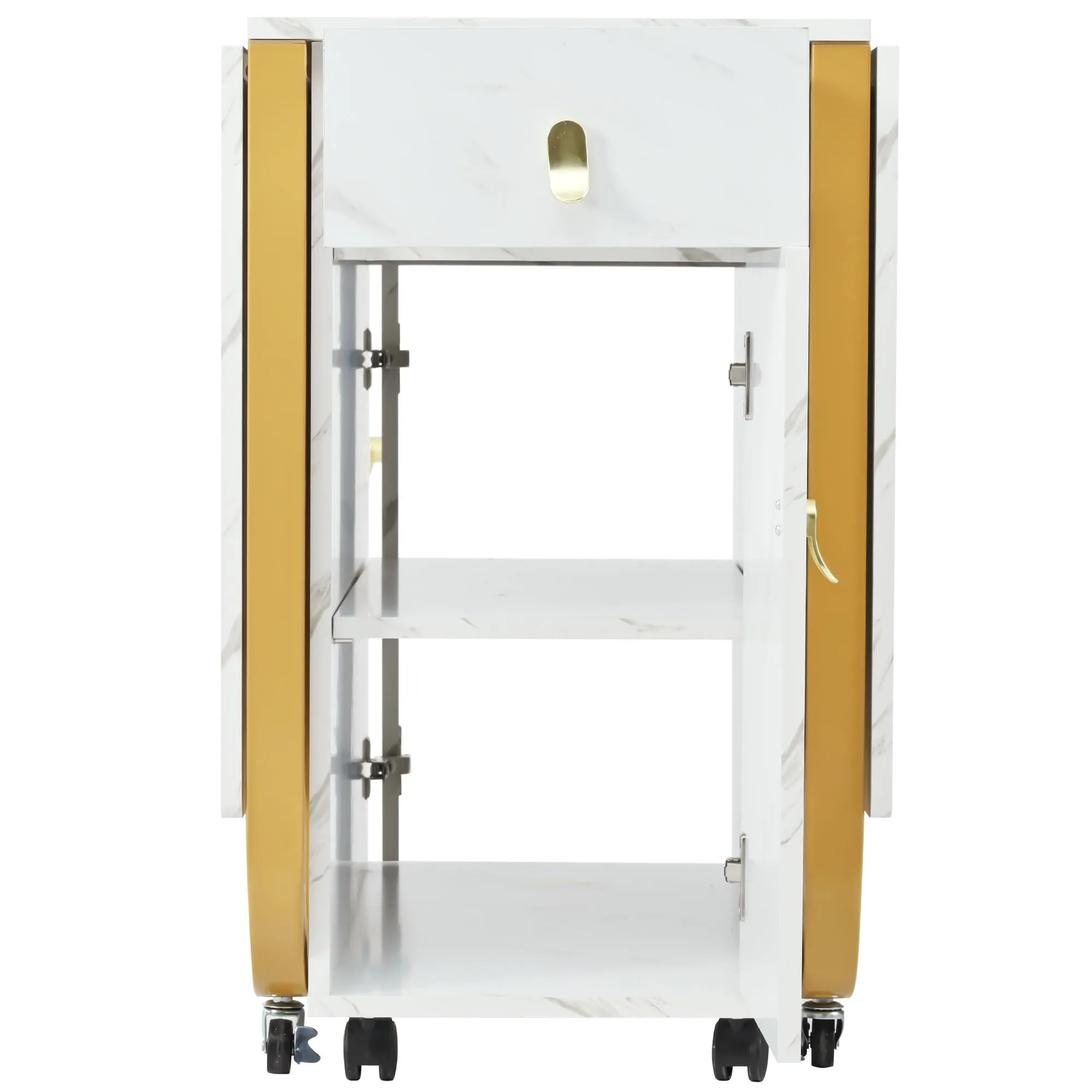 Rootz Foldable Dining Table - Versatile Kitchen Table - Rolling Table - Space-Saving, 2 Drawers - 150cm x 80cm x 76cm