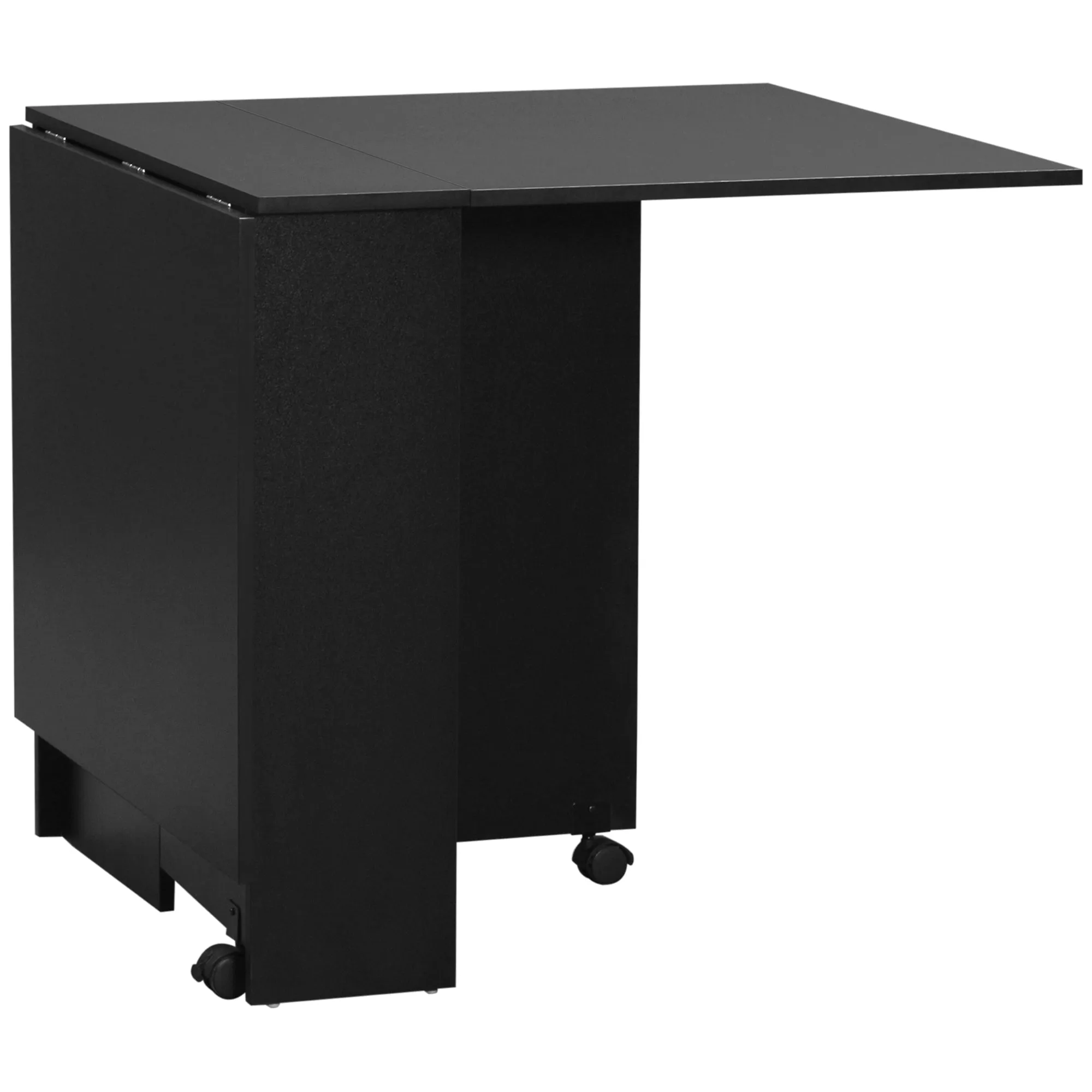Rootz Foldable Kitchen Table - Dining Room Furniture - Rolling Table - Space-Saving - 75 x 140 x 74 cm Black