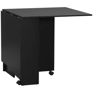Rootz Foldable Kitchen Table - Dining Room Furniture - Rolling Table - Space-Saving - 75 x 140 x 74 cm Black
