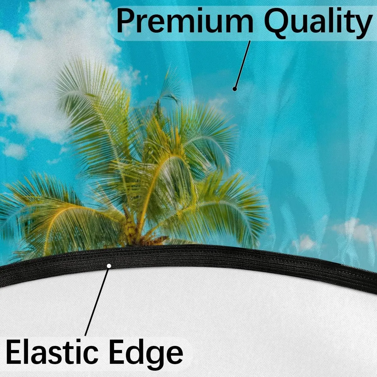 Round Fitted Tablecloth with Umbrella Hole Beach Tree Outdoor Tablecloth Waterproof Umbrella Table Cloth Zippered Tablecloth 45"-56" Round Elastic Table Cover for Patio