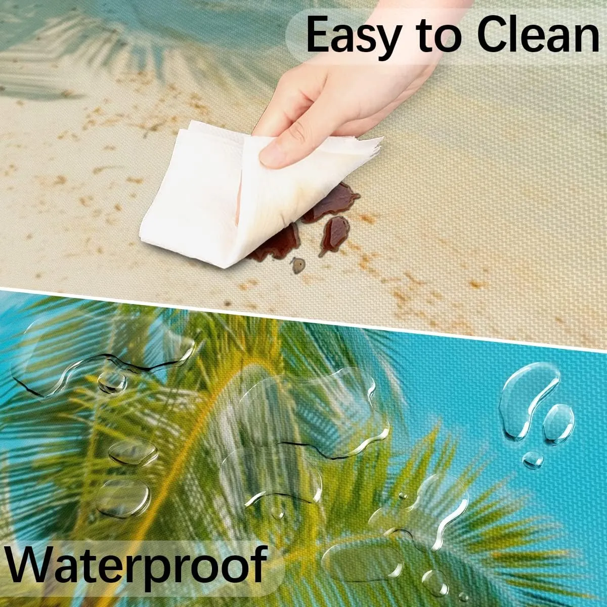 Round Fitted Tablecloth with Umbrella Hole Beach Tree Outdoor Tablecloth Waterproof Umbrella Table Cloth Zippered Tablecloth 45"-56" Round Elastic Table Cover for Patio