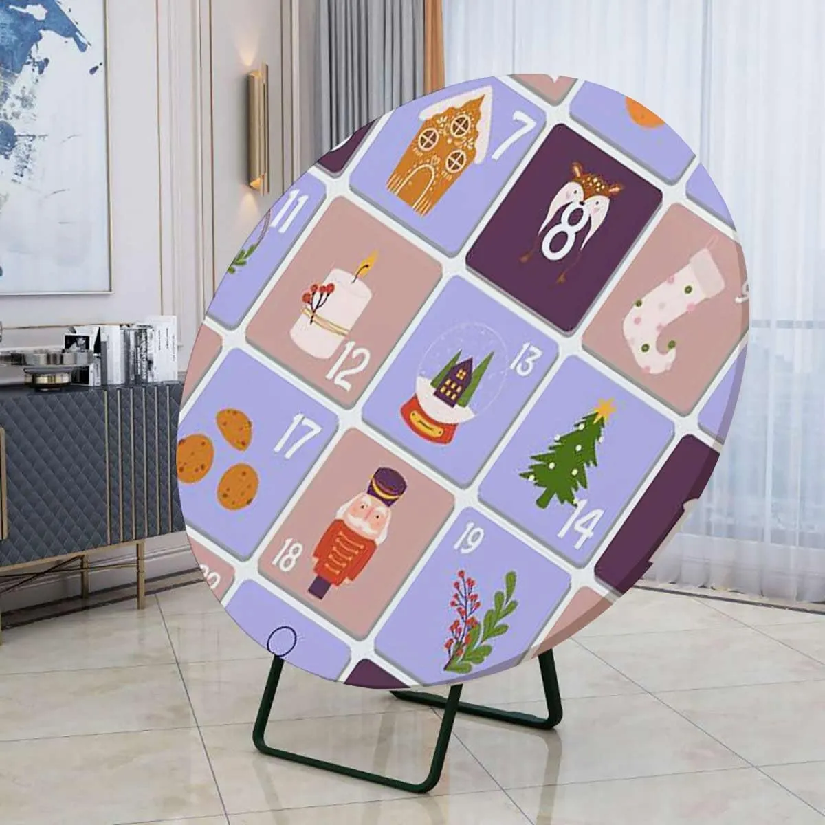 Round Reusable Decorative Table Cover Educational Learning Tool for Kitchen Dining Parties Buffet Wedding Round Table Cloth Abstract Fits up 38"-42" Diameter Tables Polychrome