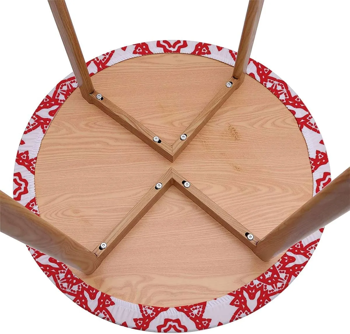 Ruby Vermilion Elastic Edged Polyester Fitted Table Cover Ornamental Watercolor Pattern for Fabric Tablecloth Elastic Fitted Edge Table Cloth Round Table Cover Fits up 40"-44" Diameter Tables