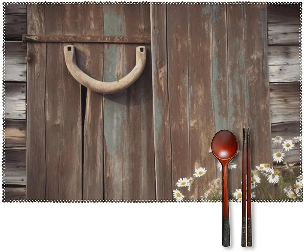 Rustic Horseshoe Barn Placemats Set of 4 12 X 18 Inch Washable Dining Table Mats Sturdy Heat Resistant Place Mats for Kitchen Party Dining Table Decoration Indoor Outdoor