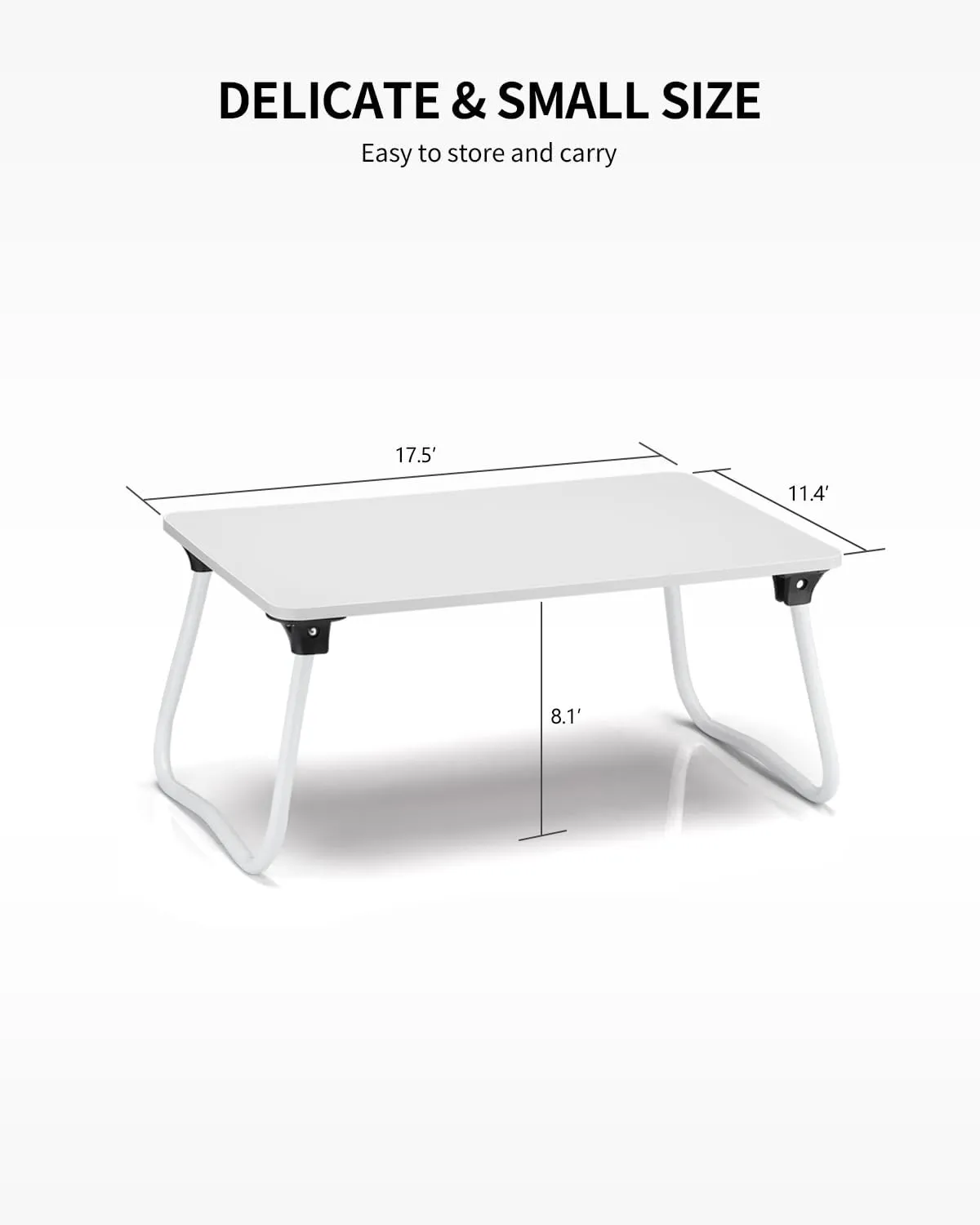 Ruxury Foldable Lap Desk Laptop Stand Bed Desk Table Tray, Breakfast Serving Tray, Portable & Lightweight Mini Table, Lap Tablet Desk for Sofa Couch Floor - White