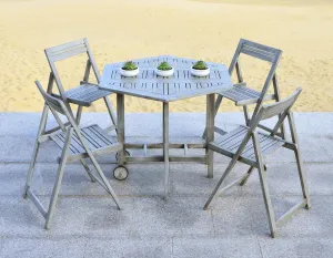 SAFAVIEH Outdoor Collection Kerman Grey Wash 5-Piece Foldable Patio Dining Set (Fully Assembled)