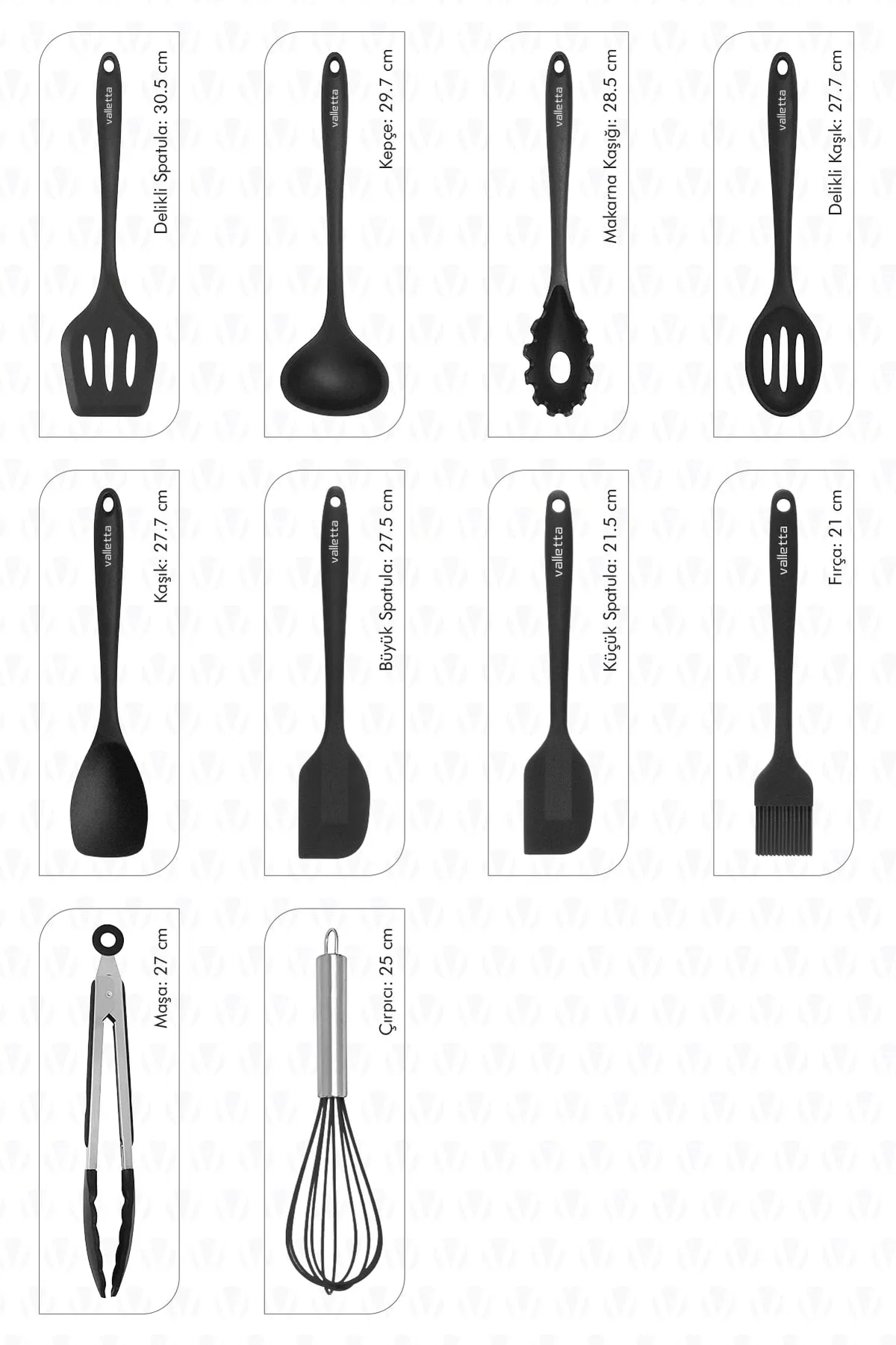 Salvatore Heat Resistant Fireproof Non-Stick Silicone Spatula Set 10 Pieces Black