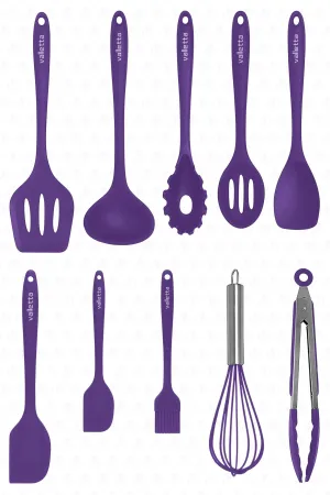 Salvatore Heat Resistant Fireproof Nonstick Silicone Spatula Set 10 Pieces Purple