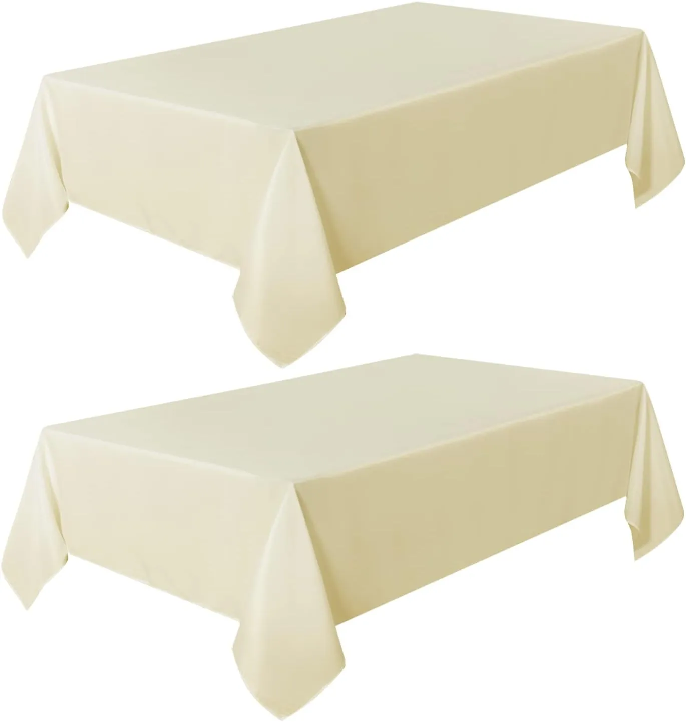 sancua 2 Pack Beige Tablecloth 60 x 102 Inch, Rectangle 6 Feet Table Cloth - Stain and Wrinkle Resistant Washable Polyester Table Cover for Dining Tables, Buffet Parties and Camping