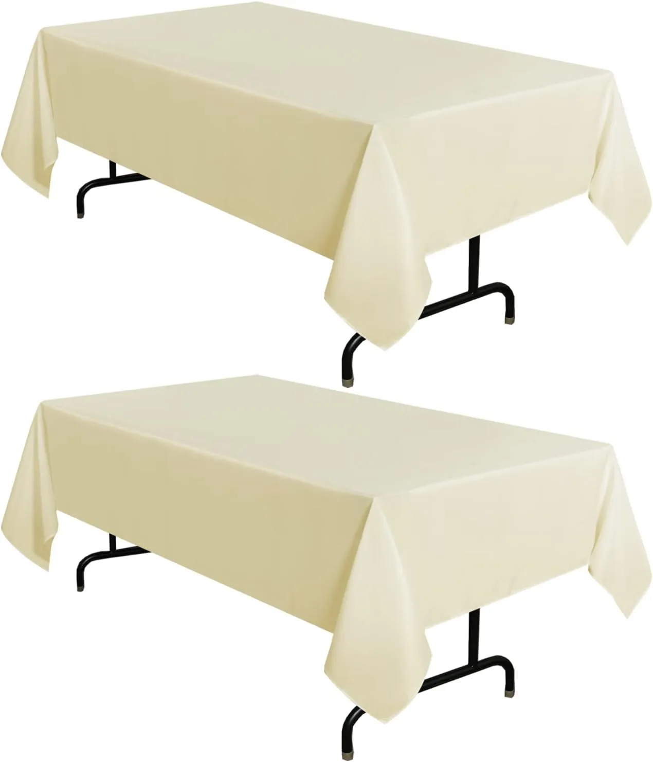 sancua 2 Pack Beige Tablecloth 60 x 102 Inch, Rectangle 6 Feet Table Cloth - Stain and Wrinkle Resistant Washable Polyester Table Cover for Dining Tables, Buffet Parties and Camping