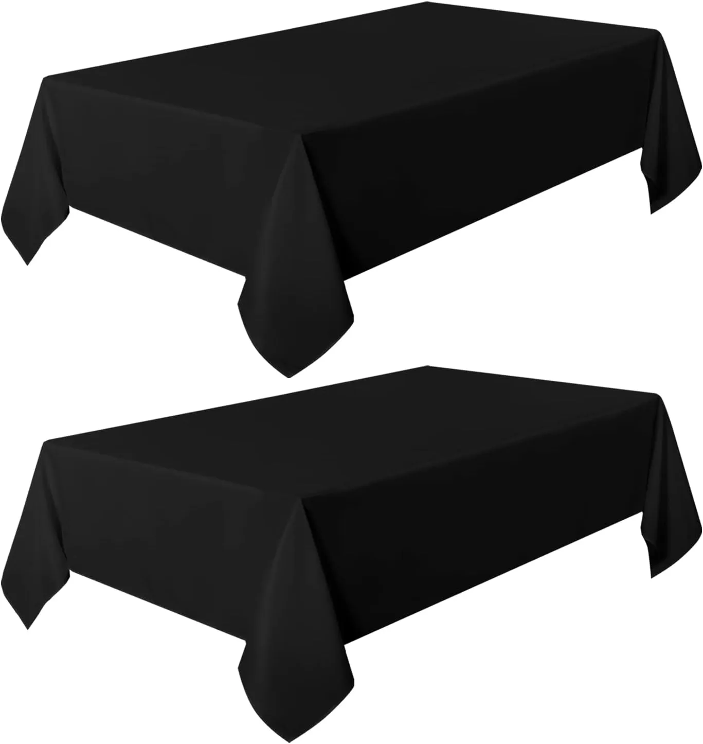 sancua 2 Pack Black Tablecloth 60 x 102 Inch, Rectangle 6 Feet Table Cloth - Stain and Wrinkle Resistant Washable Polyester Table Cover for Dining Tables, Buffet Parties and Camping