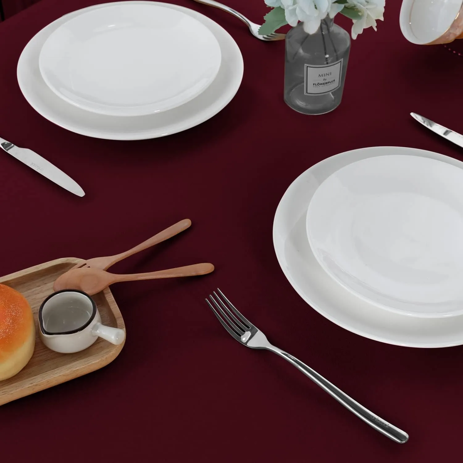sancua 2 Pack Burgundy Tablecloth 60 x 102 Inch, Rectangle 6 Feet Table Cloth - Stain and Wrinkle Resistant Washable Polyester Table Cover for Dining Tables, Buffet Parties and Camping