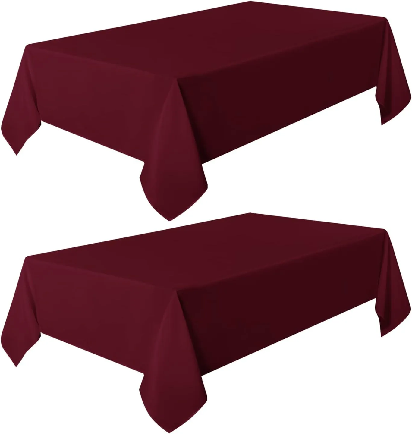 sancua 2 Pack Burgundy Tablecloth 60 x 102 Inch, Rectangle 6 Feet Table Cloth - Stain and Wrinkle Resistant Washable Polyester Table Cover for Dining Tables, Buffet Parties and Camping