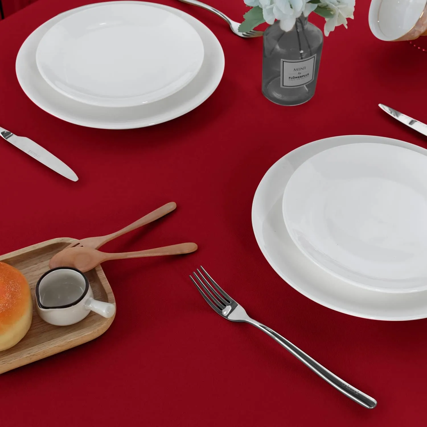 sancua 2 Pack Red Tablecloth 60 x 102 Inch, Rectangle 6 Feet Table Cloth - Stain and Wrinkle Resistant Washable Polyester Table Cover for Dining Tables, Buffet Parties and Camping