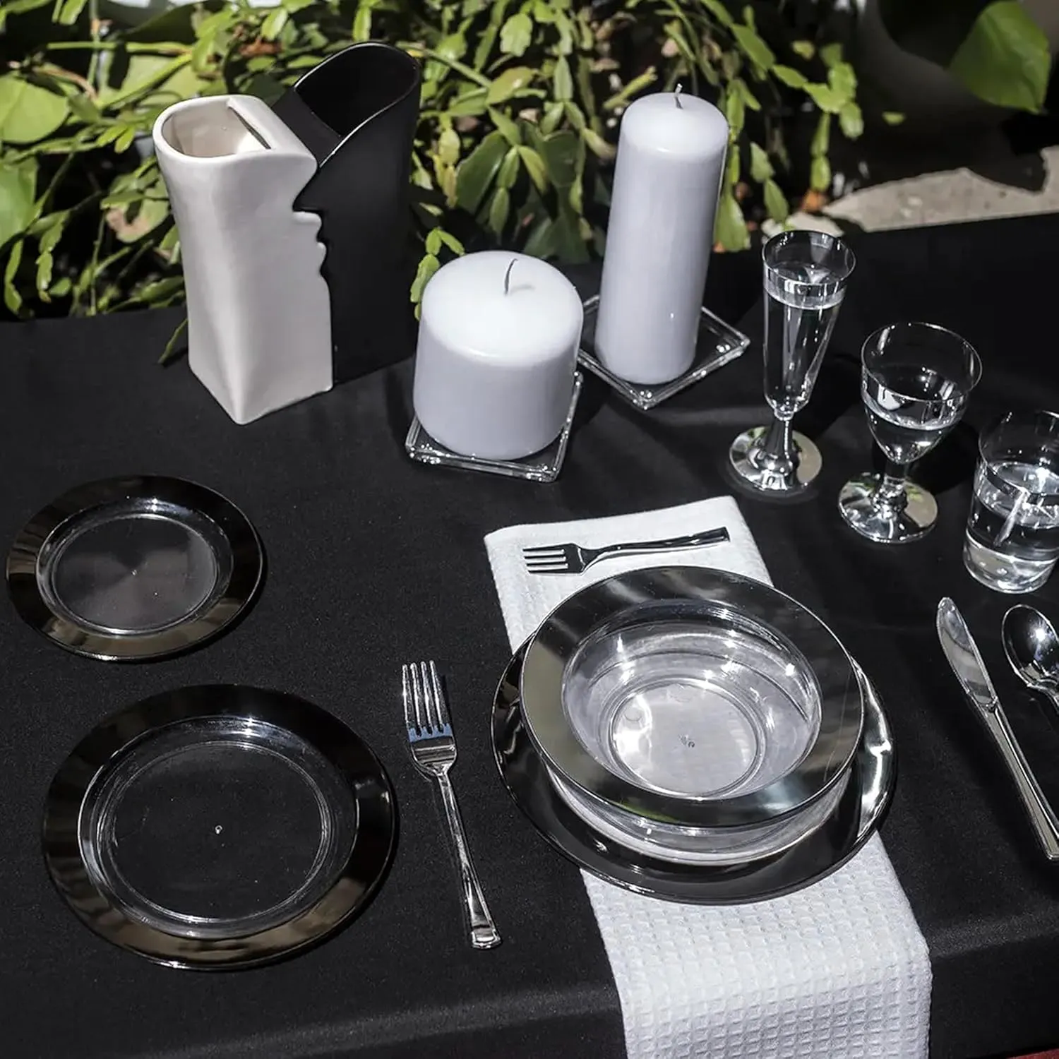 sancua 6 Pack Black Tablecloth 90 x 132 Inch - Rectangle Table Cloth for 6 Feet Tables Stain and Wrinkle Resistant Washable Polyester Table Cover for Dining Wedding Banquet Party Buffet Restaurant