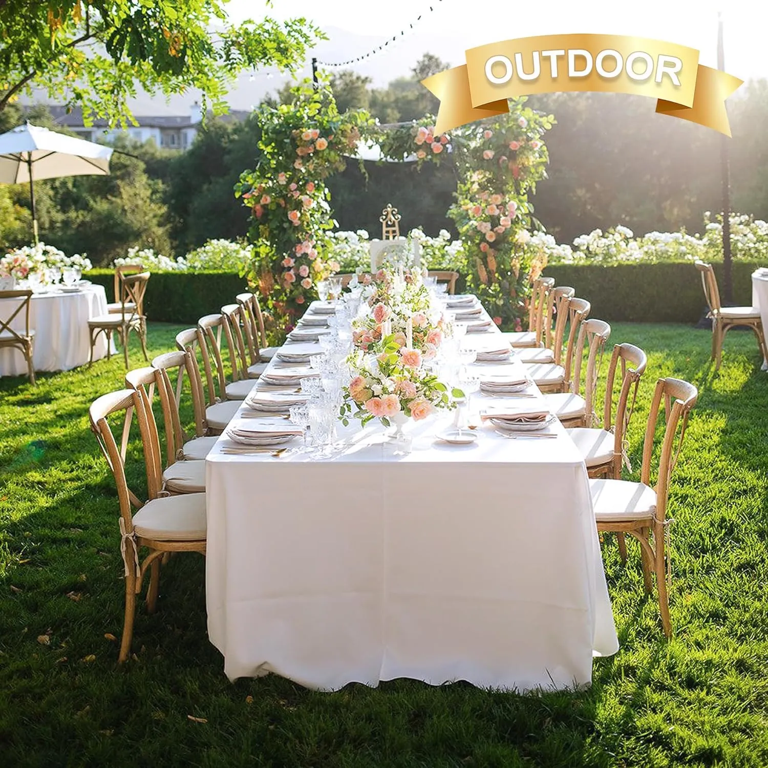 sancua 6 Pack White Tablecloth 90 x 132 Inch - Rectangle Table Cloth for 6 Feet Table Stain and Wrinkle Resistant Washable Polyester Table Cover for Dining Wedding Banquet Party Buffet Restaurant