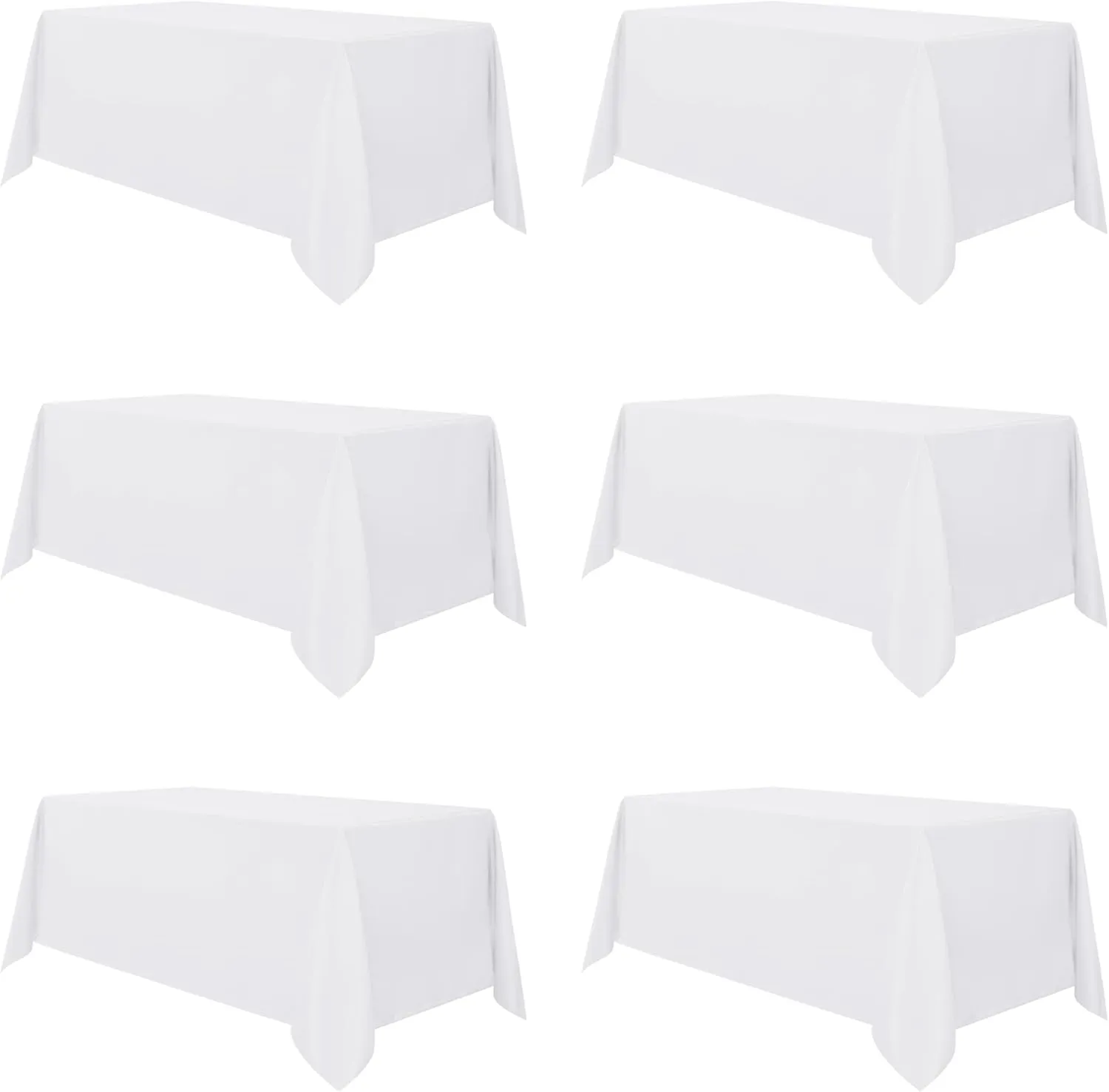 sancua 6 Pack White Tablecloth 90 x 132 Inch - Rectangle Table Cloth for 6 Feet Table Stain and Wrinkle Resistant Washable Polyester Table Cover for Dining Wedding Banquet Party Buffet Restaurant