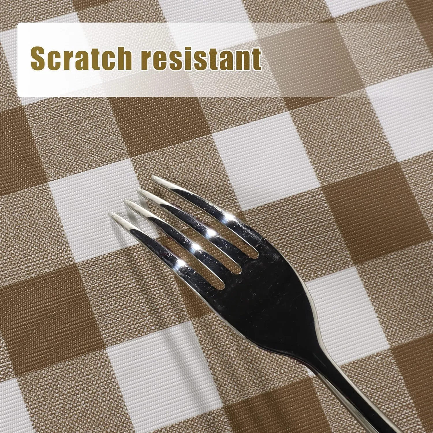 sancua Checkered Vinyl Rectangle Tablecloth, 60 x 84 Inch, 100% Waterproof Oil Proof Spill Proof PVC Table Cloth, Wipe Clean Table Cover for Dining Tables, Buffet Parties, Coffee and White