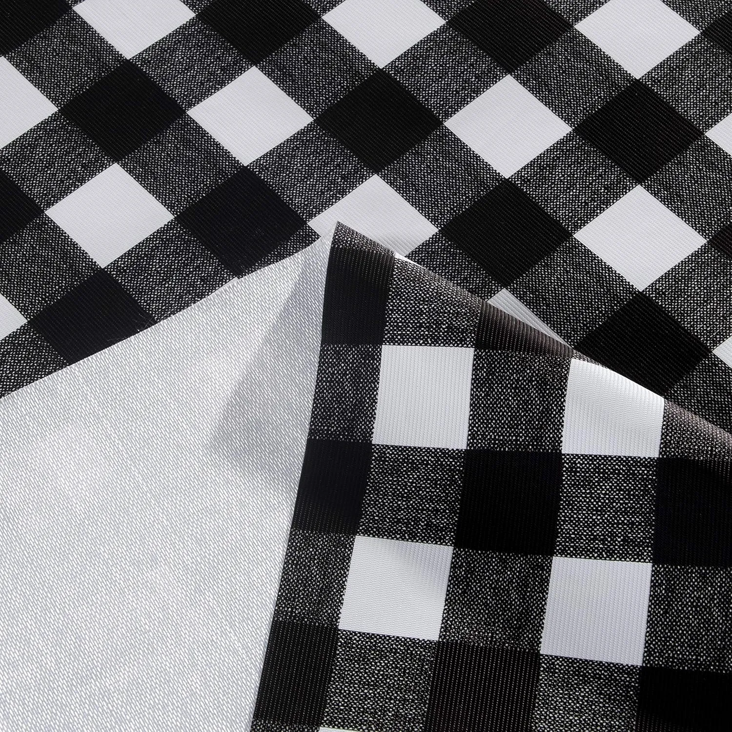 sancua Checkered Vinyl Rectangle Tablecloth - 60 x 84 Inch - 100% Waterproof Oil Spill Proof PVC Table Cloth, Wipe Clean Table Cover for Dining Tables, Buffet Parties and Camping, Black and White