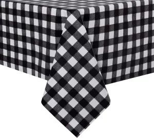sancua Checkered Vinyl Rectangle Tablecloth - 60 x 84 Inch - 100% Waterproof Oil Spill Proof PVC Table Cloth, Wipe Clean Table Cover for Dining Tables, Buffet Parties and Camping, Black and White