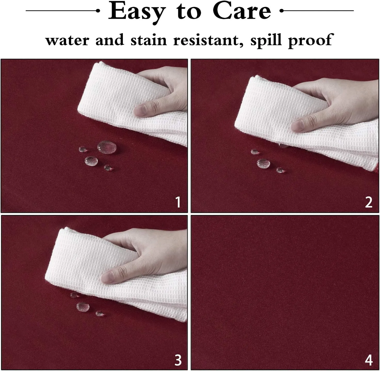 sancua Round Tablecloth - 48 Inch - Water Resistant Spill Proof Washable Polyester Table Cloth Decorative Fabric Table Cover for Dining Tables, Buffet Parties and Camping, Burgundy