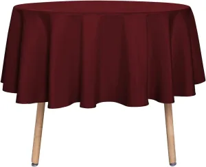 sancua Round Tablecloth - 48 Inch - Water Resistant Spill Proof Washable Polyester Table Cloth Decorative Fabric Table Cover for Dining Tables, Buffet Parties and Camping, Burgundy
