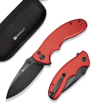 SENCUT Cybrix Folding knife, Pocket Knife with 3.46" 9Cr18MoV Blade Aluminum Handle, EDC Knife Reversible Clip for Men Women Camping Hunting Hiking (Red)