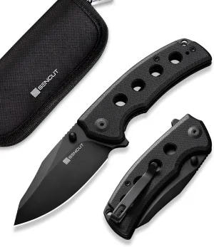 SENCUT Excalis Folding Pocket Knife, EDC Knife with 2.97" Blade & G10 Handle, Camping Knife with Reversible Clip for Outdoor Men Women Gifts (Black)