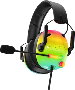 SENZER SG500 Surround Sound Pro Gaming Headset with Noise Cancelling Microphone - Soft Memory Foam Padding - Portable Foldable Headphones for PC, PS4, PS5, Xbox One, Switch - Gradient