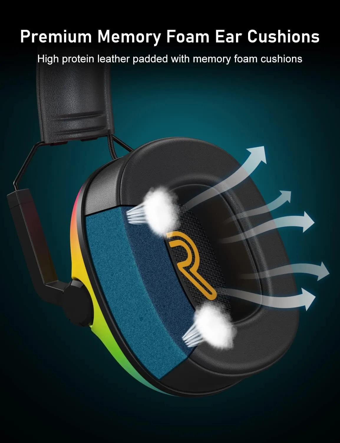 SENZER SG500 Surround Sound Pro Gaming Headset with Noise Cancelling Microphone - Soft Memory Foam Padding - Portable Foldable Headphones for PC, PS4, PS5, Xbox One, Switch - Gradient