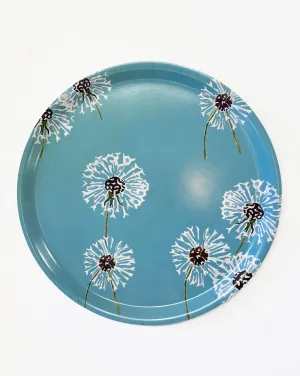 Serving Tray:   Dandelions on Aqua