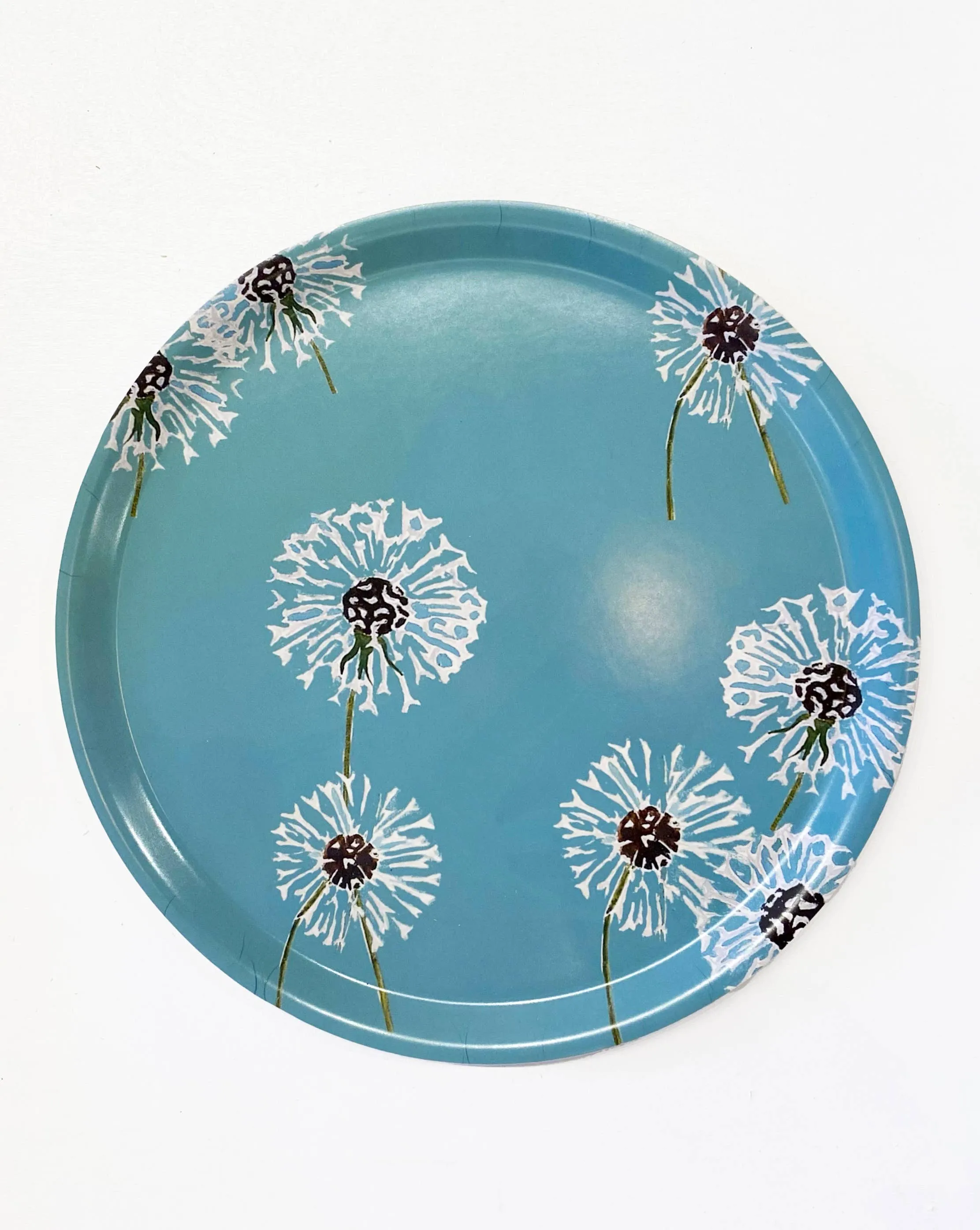 Serving Tray:   Dandelions on Aqua