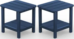 SERWALL Adirondack Table Set of 2, Outdoor Side Table- Blue