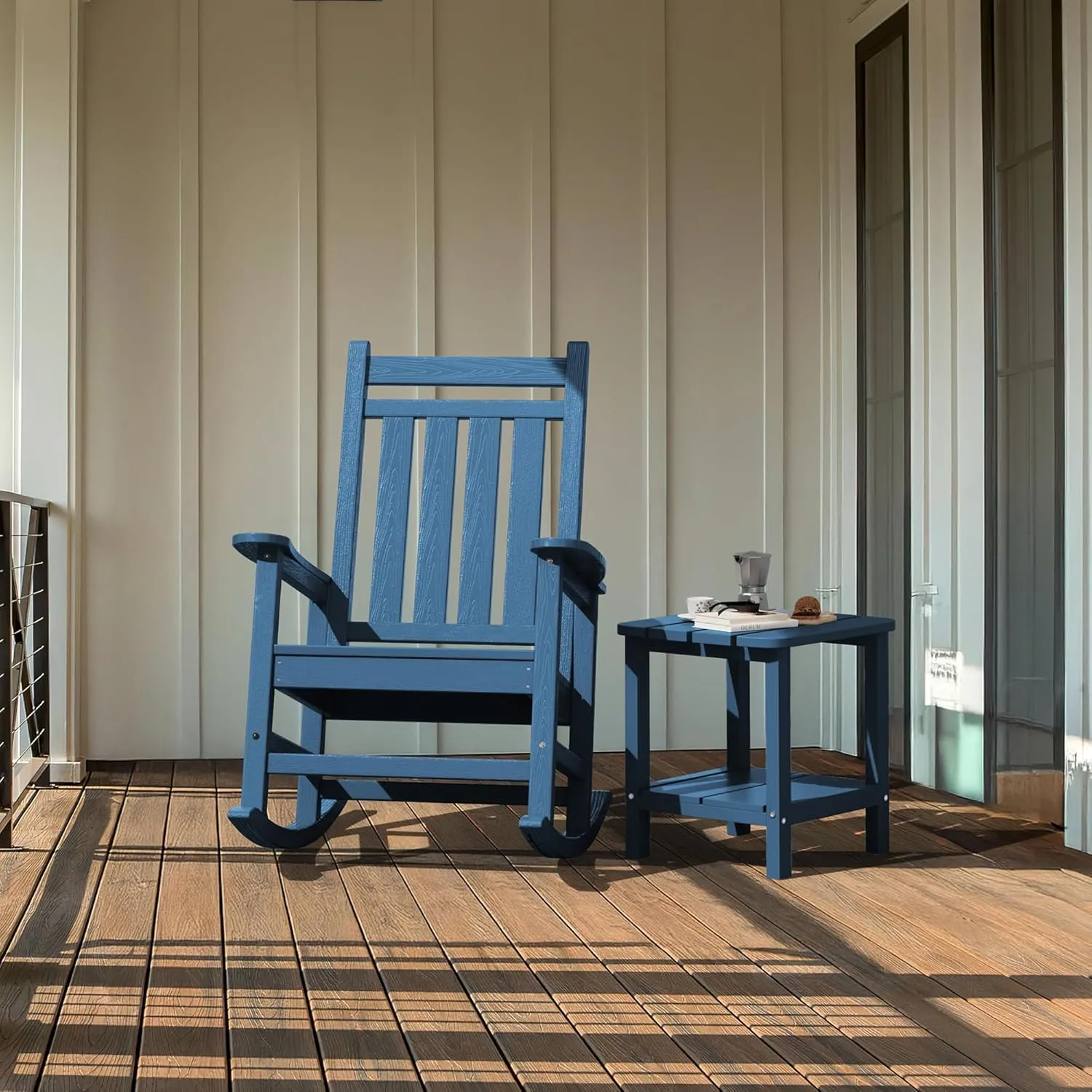SERWALL Adirondack Table Set of 2, Outdoor Side Table- Blue