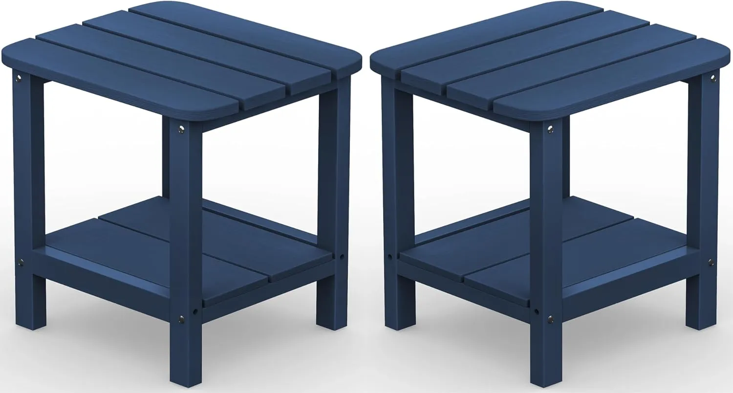SERWALL Adirondack Table Set of 2, Outdoor Side Table- Blue