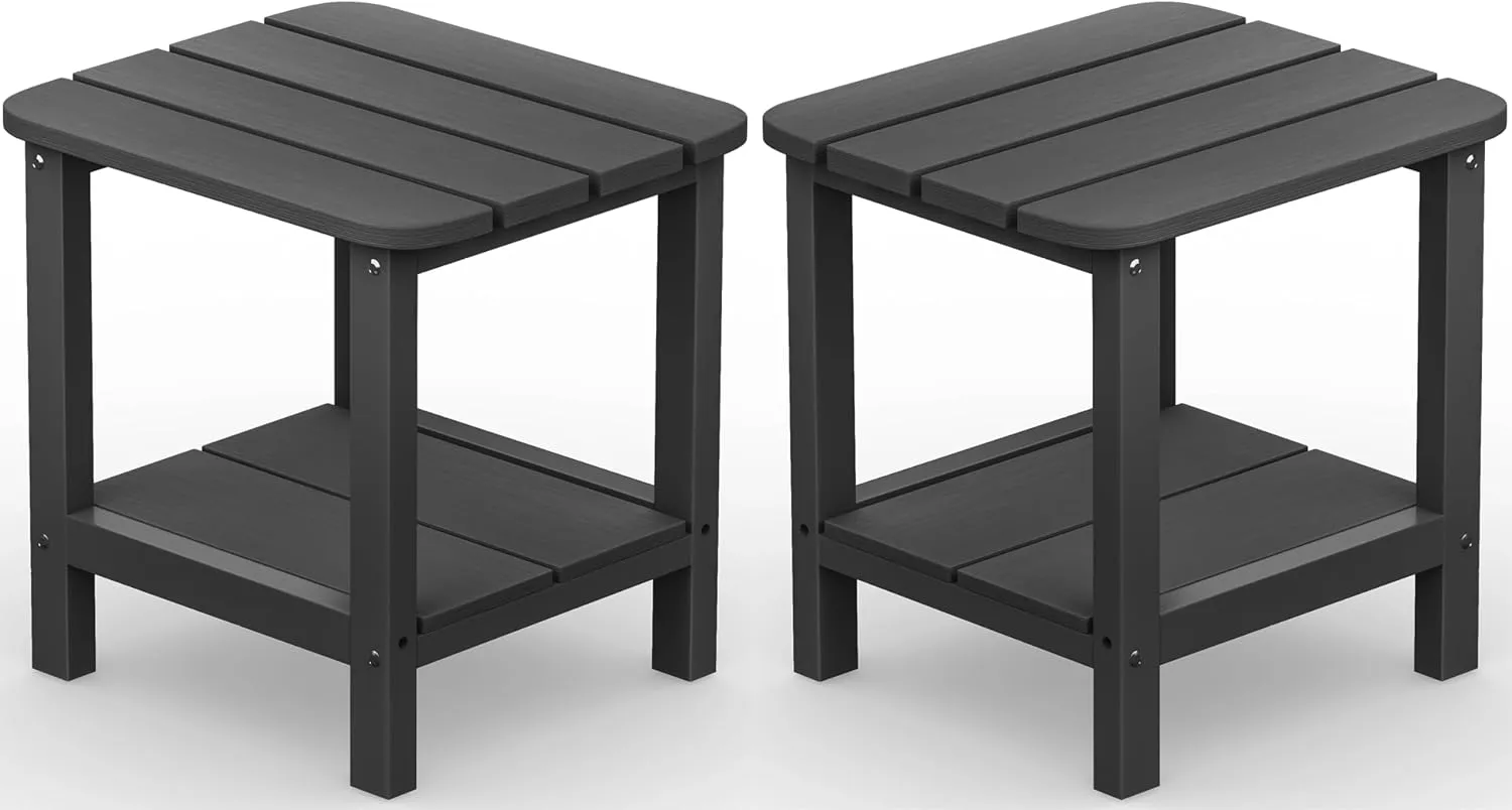 SERWALL Adirondack Table Set of 2, Outdoor Side Table- Gray