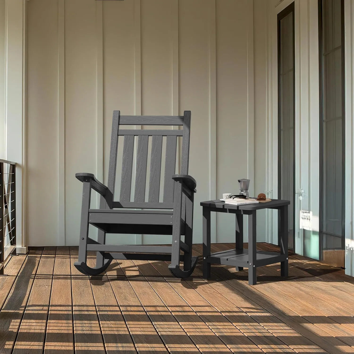 SERWALL Adirondack Table Set of 2, Outdoor Side Table- Gray